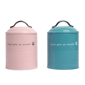 I Love You So Much Dog Treat Canister Set in Blush Pink & Sky Blue