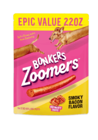 BONKERS Zoomers Dog Treats, Smoky Bacon Flavor, Soft & Chewy Dog Snacks, Treats for Dogs, 22 oz Bag