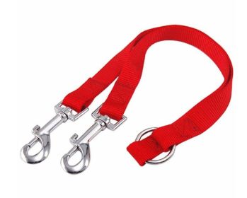 Double Trouble Dog Leash Coupler - Walk Two Dogs With Ease! (Color: Red, size: M)