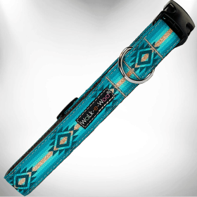 Walk-e-Woo Southwestern Style Dog Collar (Color: Turquoise Sky, Size-Pack Of: M 1" Width Fits 12-18" Neck-1)