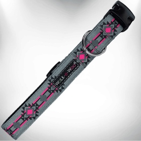 Walk-e-Woo Southwestern Style Dog Collar (Color: Pow Wow Pink, Size-Pack Of: M 1" Width Fits 12-18" Neck-1)