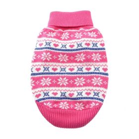 Combed Cotton Snowflake and Hearts Dog Sweater (Color: Pink, size: 3X-Large)