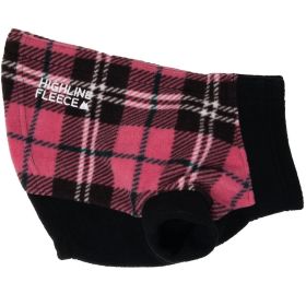 Highline Fleece Dog Coat (Color: Pink and Black Plaid, size: Size 18)