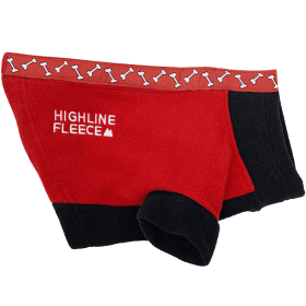 Highline Fleece Dog Coat (Color: Red and Black with Rolling Bones, size: Size 20)