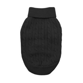 Combed Cotton Cable Knit Dog Sweater (Color: Jet Black, size: X-Small)